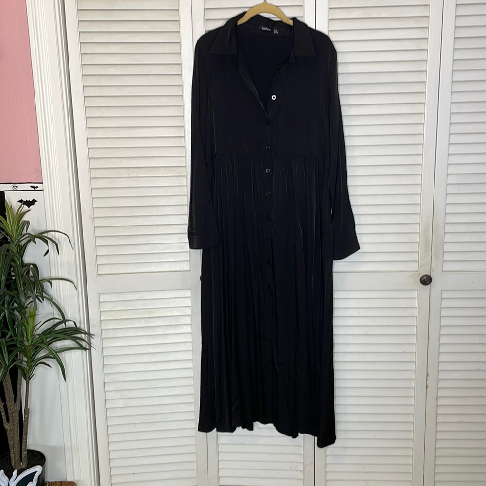 Black button maxi dress